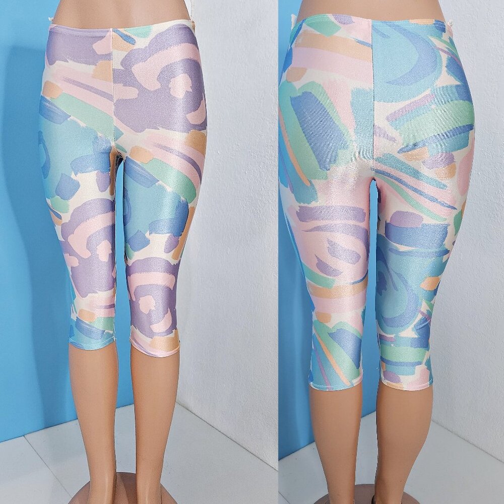 CALIFORNIA SPORT Vintage Workout Spandex TIGHTS Fitness Crop Pants Sz Medium